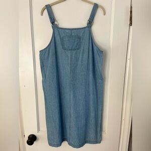 Pullover Cotton Denim Blue Overall Dress front pocket L cottage 90s preppy